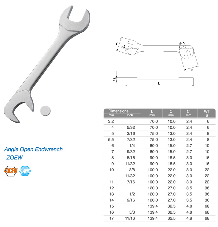 Angle Open End Wrench-ZOEW